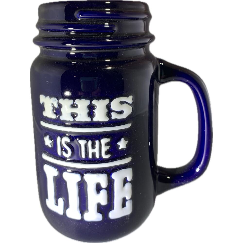 Hallmark Mason Jar Mug This Is‎ The Life Blue Ceramic Dishwasher Microwave Safe